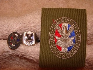 BSA EAGLE SCOUT Boy Scouts of America PATCH PIN and RING 1937 57 SIZE 9
