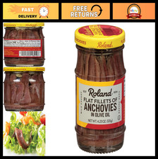 Flat Fillets of Anchovies in Olive Oil - Gourmet Imported Seafood, 4.23 oz Jar,