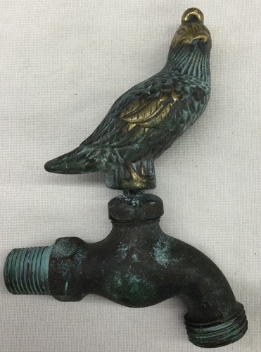 Brass Quail Bird Figurine Outdoor Garden Faucet Spigot, 5.75” Tall, Preowned
