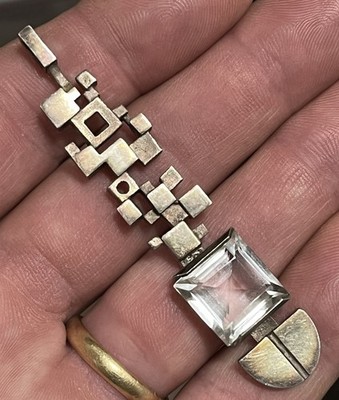 Selten Finnland Jorma Laine Sterlingsilber großer Modernist Anhänger signiert