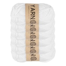 6Pcs Crocheting Yarn, 1.8mm White 5 Ply Acrylic Yarn 150 G,328 Yards Total