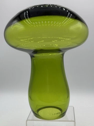 Blenko Handmade Glass 3221M Mushroom - OLIVE - Etched 2022