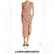 J Crew Mercantile True Wrap Midi Floral Dress Peasant Cottagecore