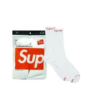 (FOUR SOCK) Supreme Hanes Comfort Crew Socks Size 6-12 White Authentic Brand New
