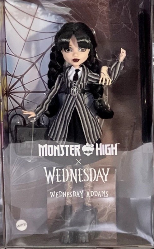 MONSTER HIGH x WEDNESDAY - Wednesday Addams Doll,  HXJ04, New Mattel Shipper Box