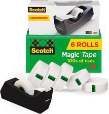 Scotch Magic Tape Invisible, Gift Wrap Tape, 6 Rolls w Dispenser