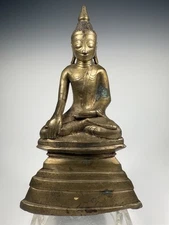 Burma Burmese Shan Bronze Buddha on a Triple Tier base ca. 15th century