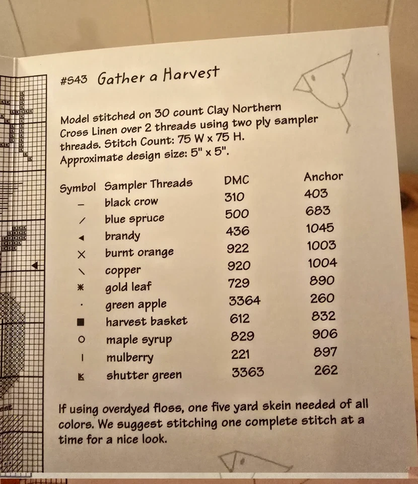 Lizzie Kate Snippet Gather A Harvest Cross Stitch Pattern #543 - Image 3 of 4