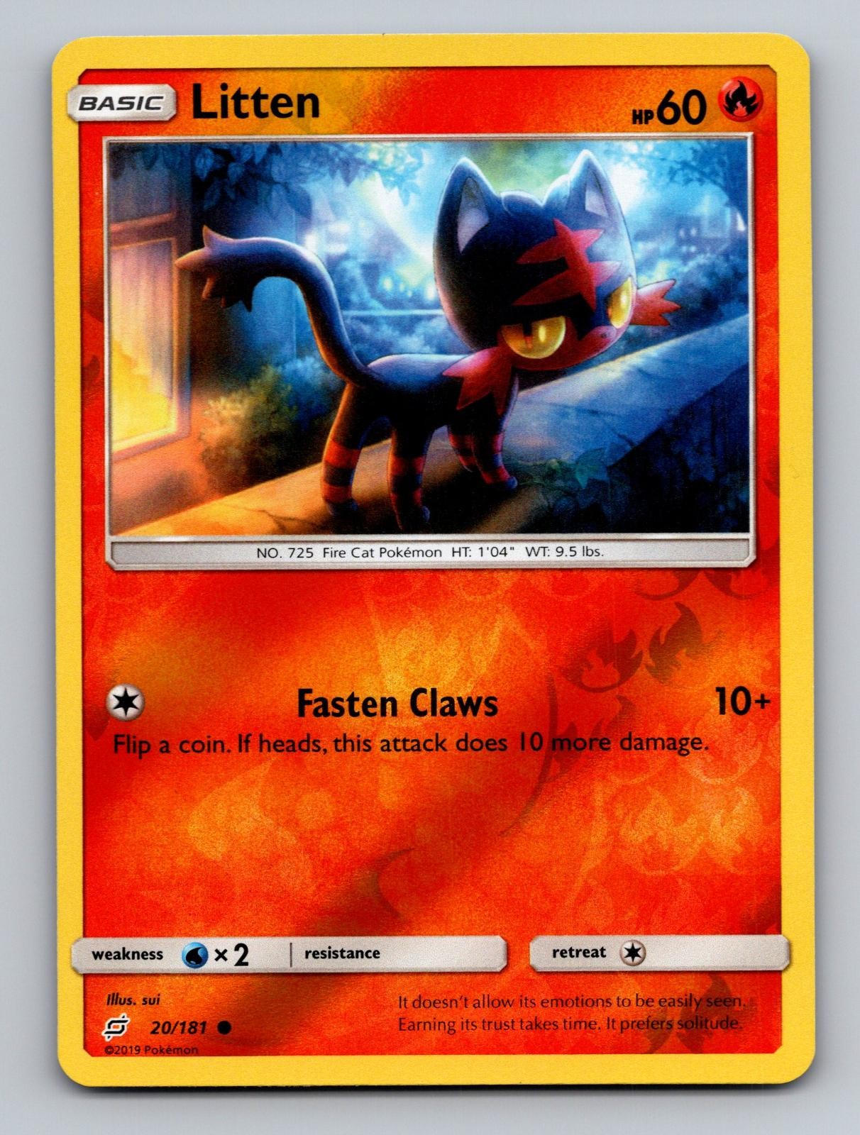 Litten 20/181 Team Up Common Reverse Holo Near Mint
