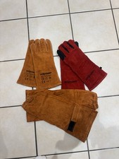 vclpower Leather Welding Gloves Fireproof Heat-Resistant 16IN-L, red&black 