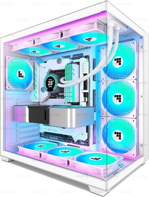 FOIFKIN F300 PC Gehäuse 7 PWM ARGB Lüfter ATX Mid Tower Gaming Computer Glas RGB