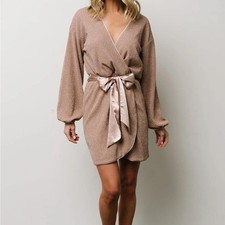 Baltic Born Sparkle Mini Dress Wrap Long Sleeve Party Cocktail XS, NWT