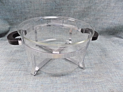 VTG BODUM GLASS SERVING BOWL HOT COLD CHROME STAND MCM RETRO Danish Design