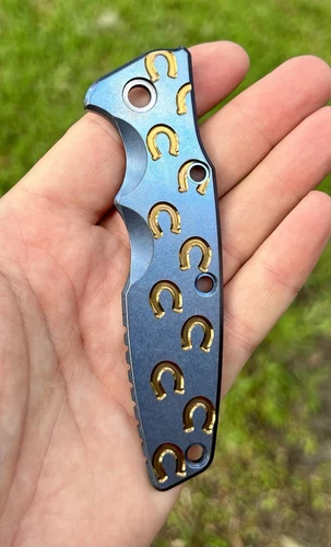Hinderer Knives 3.5” Eklipse Stonewash Blue Horse Hooves Titanium Scale Rare