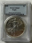 2000 LIBERTY EAGLE, SILVER DOLLAR S$1 PCGS MS 69 COIN, (820) 052526 — photo 1