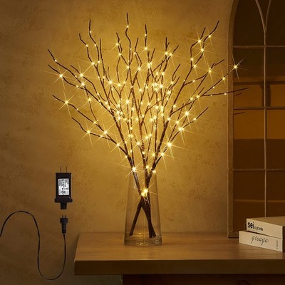 Lighted Branch Plug in with Timer Willow Branches with Fairy Lights for Vase ...