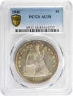 1846 Liberty Seated Silver Dollar AU58 PCGS