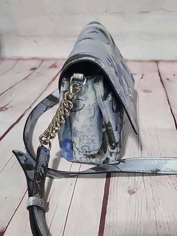 Guess 1981 Los Angeles Purse Chain Strap Floral Print Shoulder Handbag - Image 3 of 4