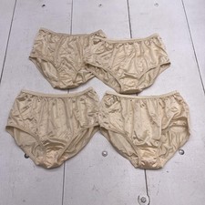 Teri Brief Panties Womens Medium Beige Nylon Satin 4 Pack Lightweight Stretch