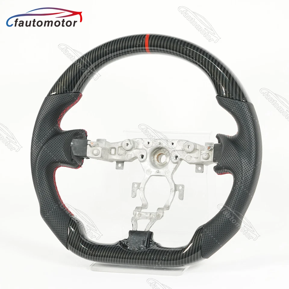Hydro Dip Carbon Fiber Black Leather Steering Wheel For 2008-2021 Nissan 370z - Image 4 of 4