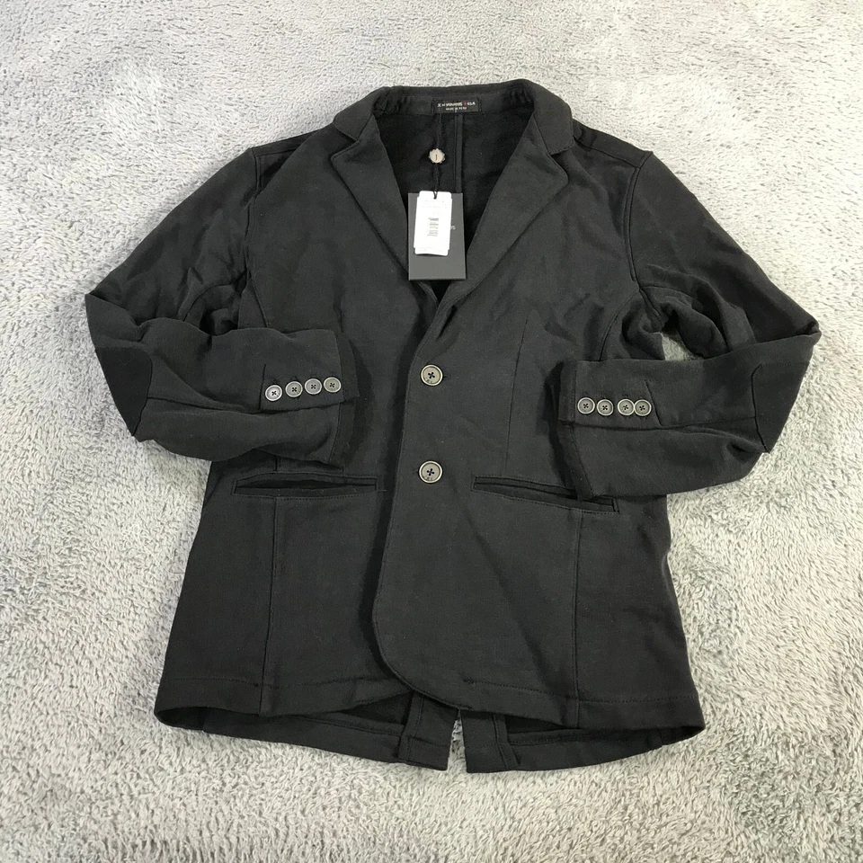 Blazer John Varvatos Niños 12 Tejido Negro Deportivo Abrigo Chaqueta Codo Parche Informal Foto 2 de 4