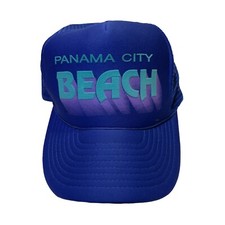 VTG Panama City Beach Blue Snapback Truckers Hat Cap Embroidered Triangle Brand