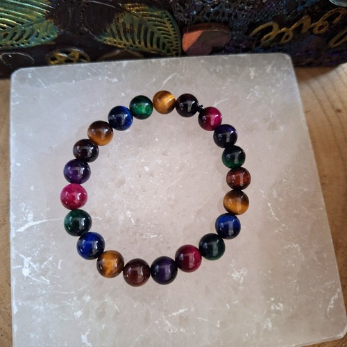 Pulsera Mixta Ojo de Tigre Cristal Curativo Regalo Para Él O Ella Chakra Joyería - Imagen 7 de 8