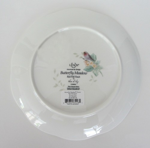 LENOX Butterfly Meadow Flutter Red Poll Finch 9" ACCENT SALAD Plate Set of 4 NEW - Picture 2 of 5