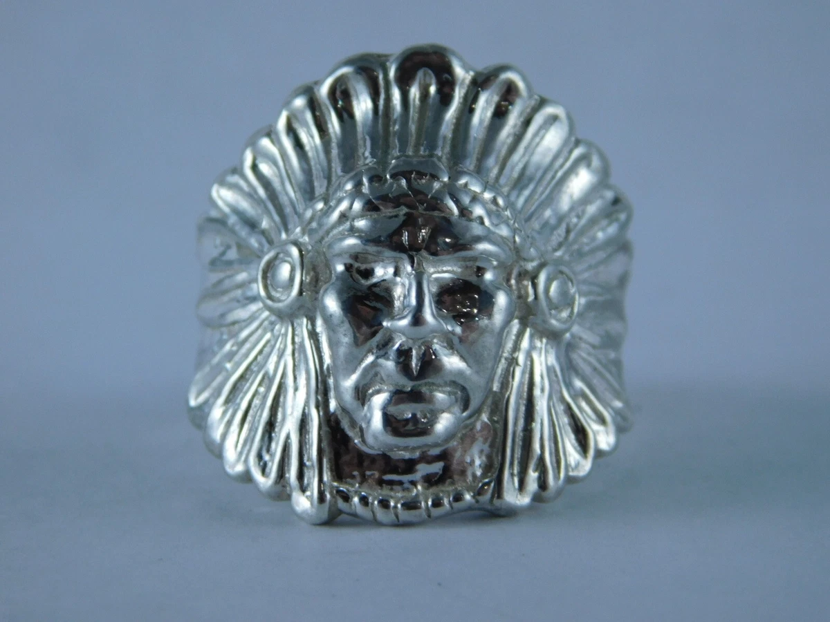 6730 Sterling Silver Indian Head Ring Size 11 Free Shipping No Free Sizing