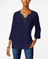 Style Co Petite Grommet Swing Top Industrial Blue PM New Free Ship 