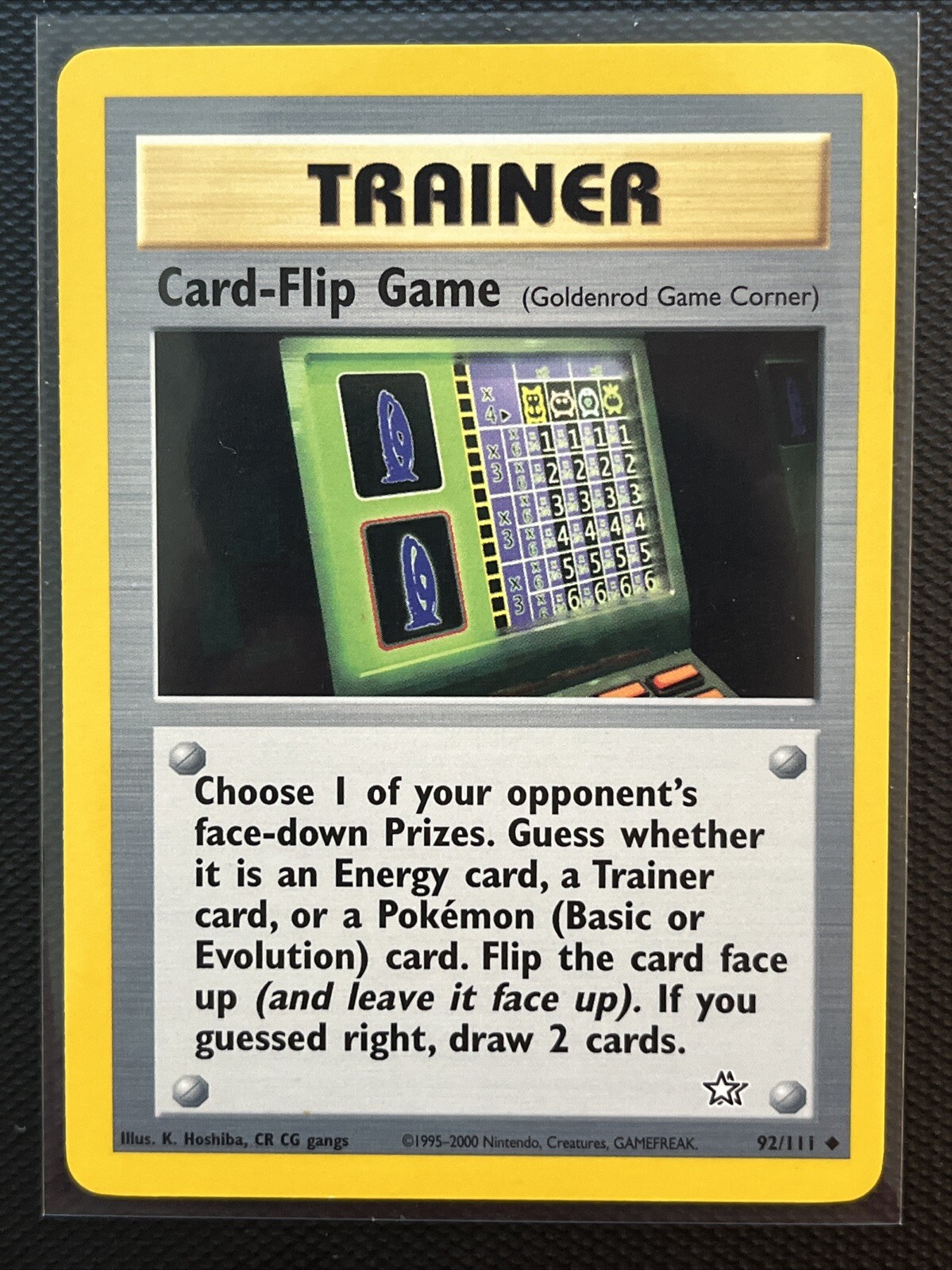 Pokémon Neo Genesis Card-Flip Game Trainer 92/111 Uncommon 👍
