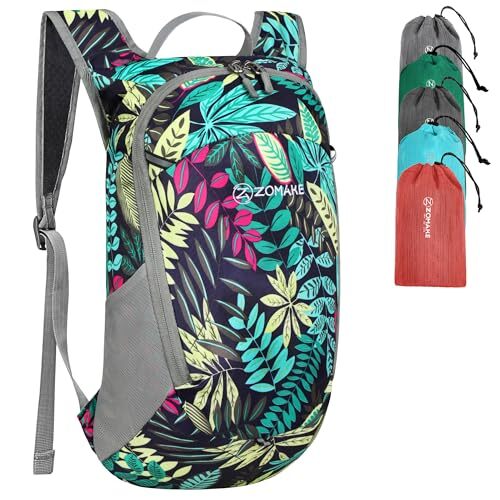 Ultra Lightweight 18L Packable Backpack - Foldable Mixed Color Leaves Design