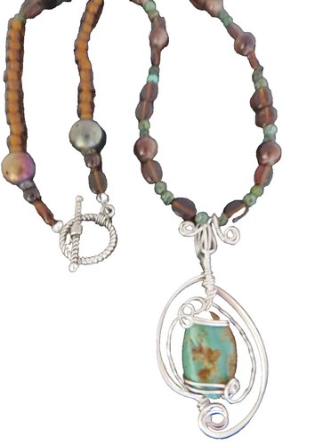 Zuni Harlan Coonsis Sterling Silver Inlaid Jet & Turquoise Pendant