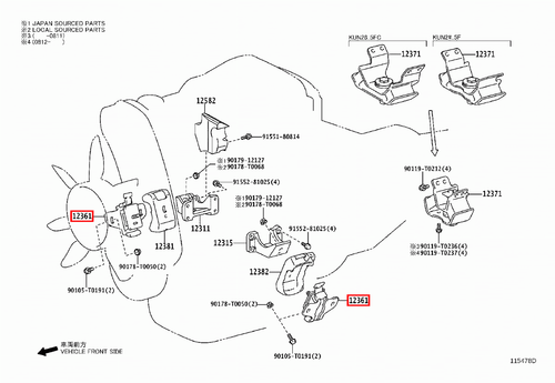 Genuine Hilux KUN35 KUN26 KUN25 2KD 2.5 Diesel 1KD 3.0 Diesel Front Engine Mount - Picture 5 of 12
