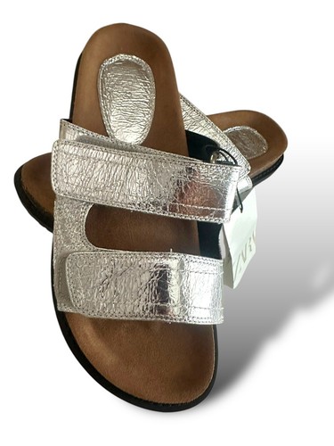 Zara Metallic Sandal Slide On WOMAN SIZE 8 NWT SILVER - Picture 6 of 7