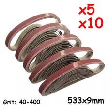 533*9mm 40#-400# Grit Grinding Polishing Metal Wood Sanding Belt Abrasive 5/10X