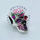 SKULL -Day of the Dead -Mexican Charm & Pouch - Silver S925 - Dia de los Muertos