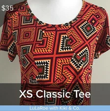 LuLaRoe Orange Multi Graphic Classic T Top NWT **Size XS ** 