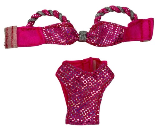 Vintage 1995 Sparkle Beach Skipper Barbie #14352 Pink Silver Bikini Top & Bottom
