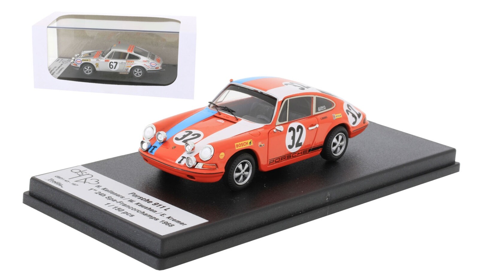 DSN167 Porsche 911 L 'Auto Kramer Racing' Winner Spa 24Hr 1968 - 1/43 Scale