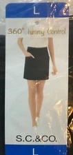 NIP SC & Co Women Skort Skirt Solid Black Tummy Control Pockets Lg 18.5" Length