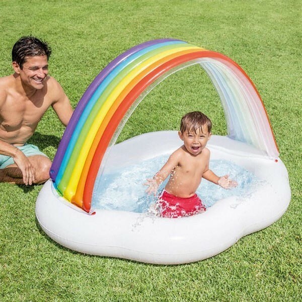 Piscine gonflable arc-en-ciel 142x119x84cm pataugeoire enfant 82L