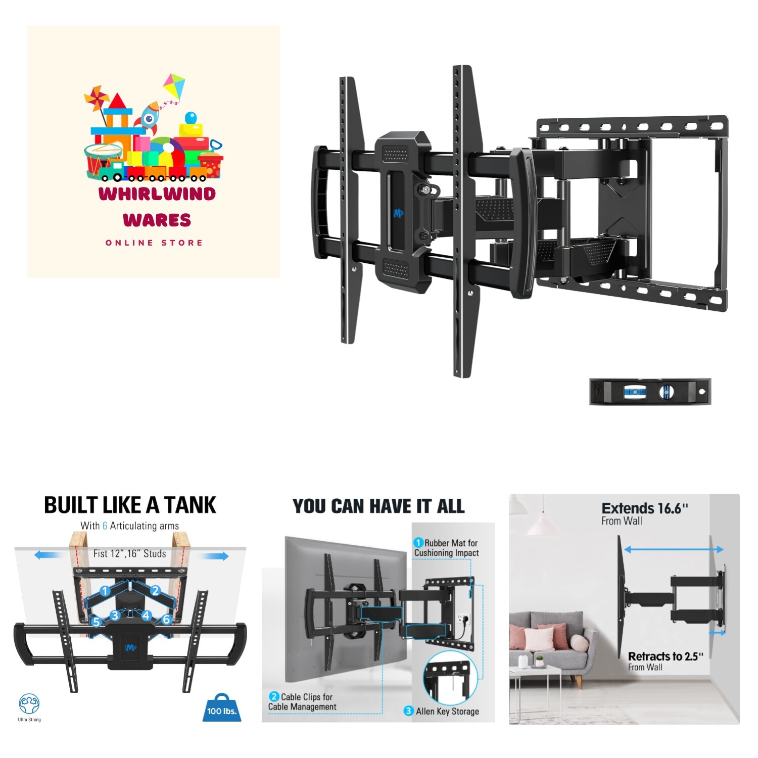 TV Mount TV Wall Mount for Most 42-75 Inch TVs, Full Motion Articulating Wall...-image