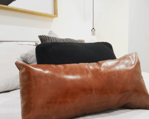 Leather lumbar pillow cover cheap