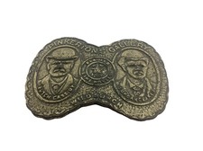 Vintage Brass Pinkertons Gallery Belt Buckle With Butch Cassidy Sundance Kid