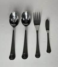Robert Welch AMMONITE Hostess Flatware Serving Set Spoons Fork Mod Swirl 4 pcs