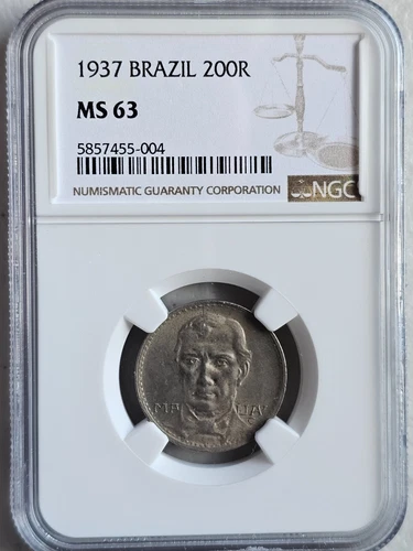 Brazil 200 Reis 1937 NGC MS 63