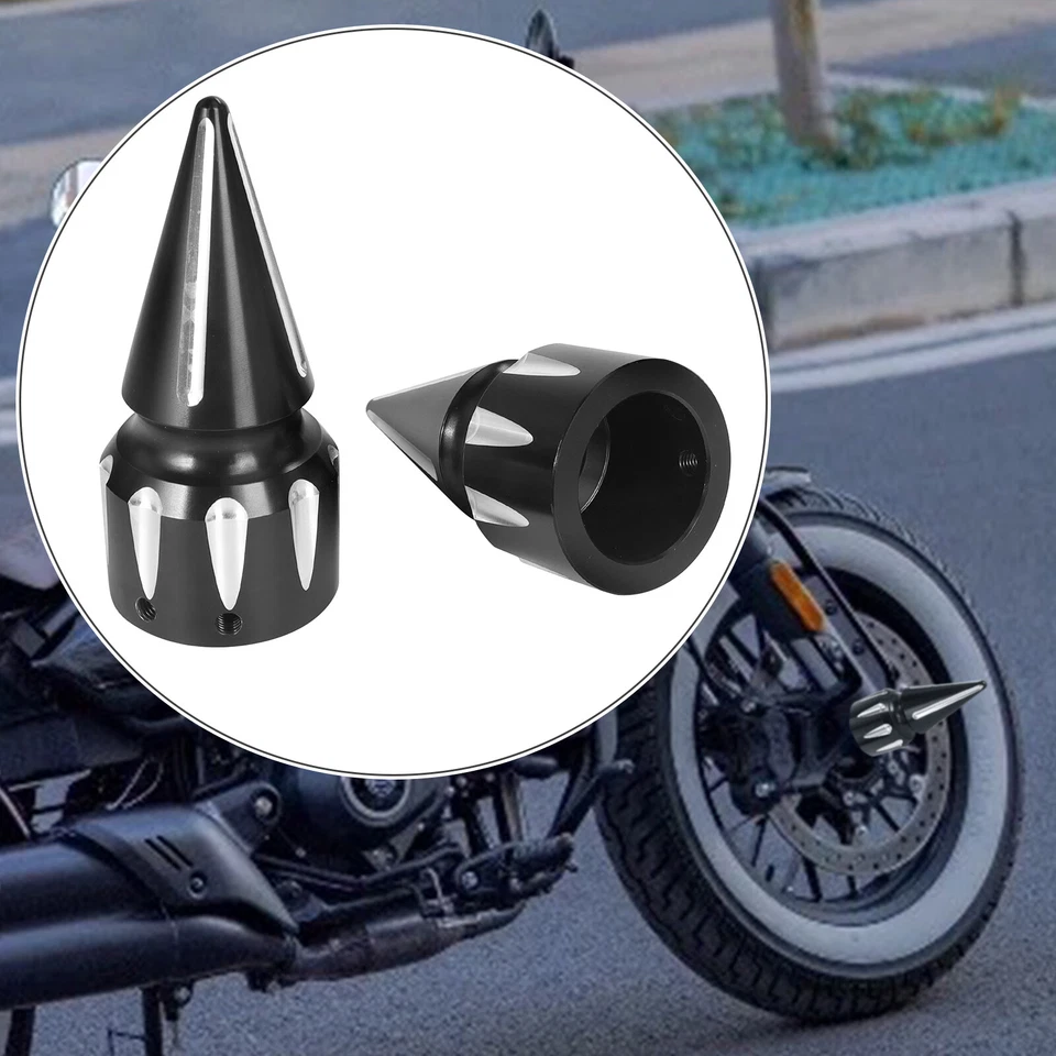 Capas de porca de eixo dianteiro pretas para Harley Touring Fat Boy Road King 2008+ - Imagem 3 de 4