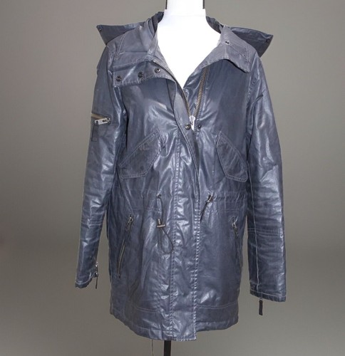 SAM NEW YORK BLUE COATED CANVAS WAXED FISHTAIL PARKA HOODED JACKET SIZE M - Picture 10 of 10