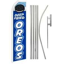 Deep Fried Oreos Blue Super Swooper Flag & Flag Pole Kit & Ground Spike